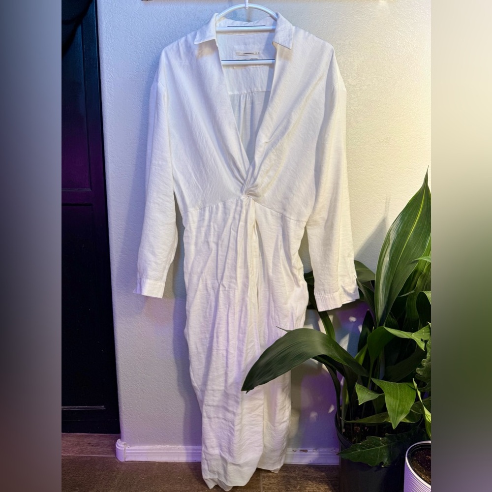 Anthropologie Linen Long Sleeve Dress